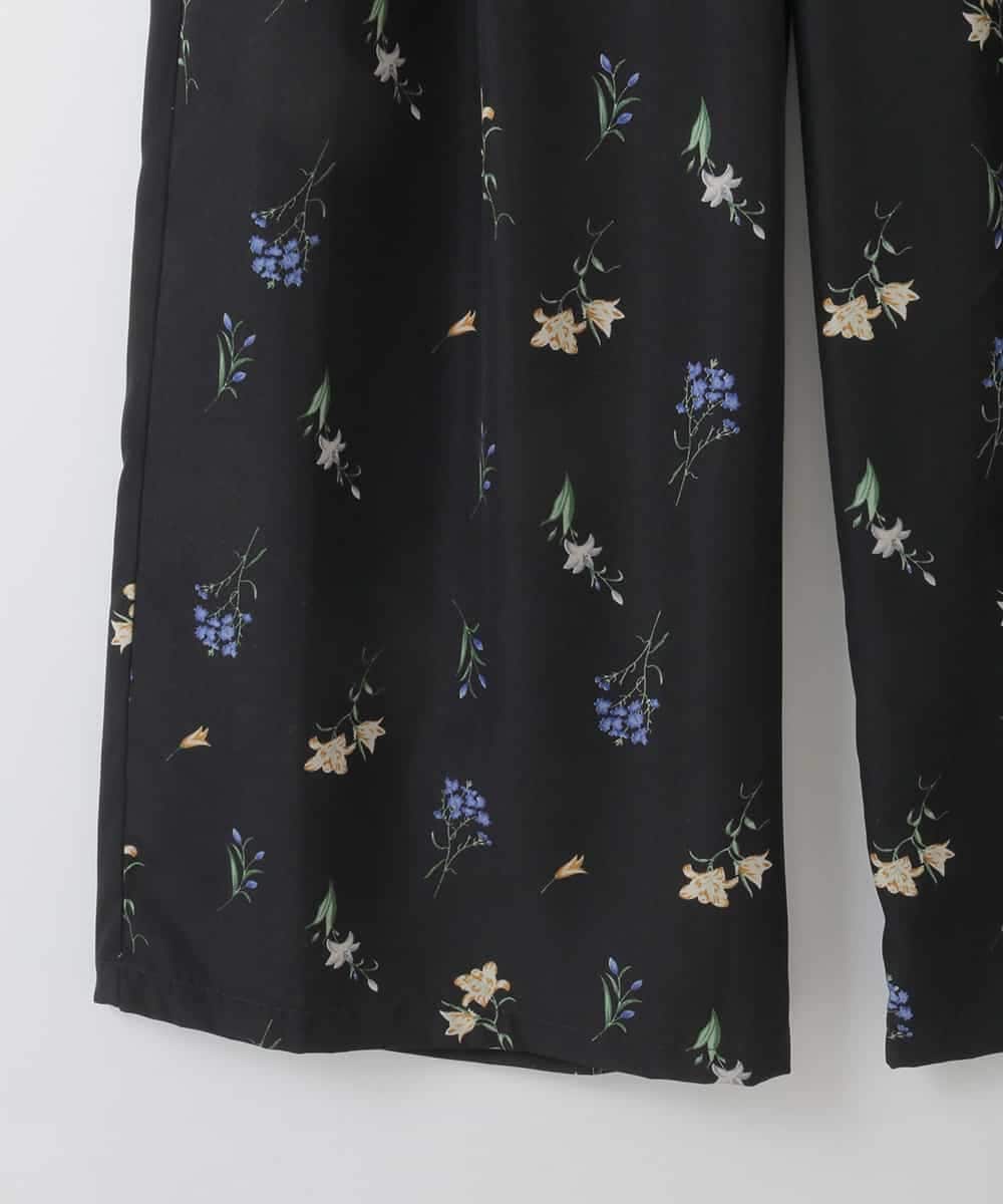 ZMLGE12110 al'aise modulation(アレーズモジュレーション) ドローイングフラワーイージーワイドパンツ ブラック