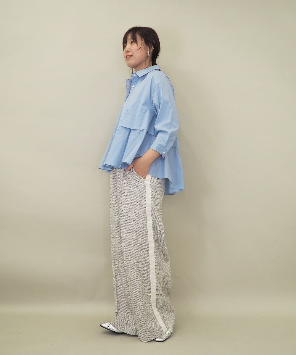 ZMLGE13160 al'aise modulation(アレーズモジュレーション) ツイードワイドパンツ グレー