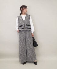 ZMLGE13160 al'aise modulation(アレーズモジュレーション) ツイードワイドパンツ ブラック