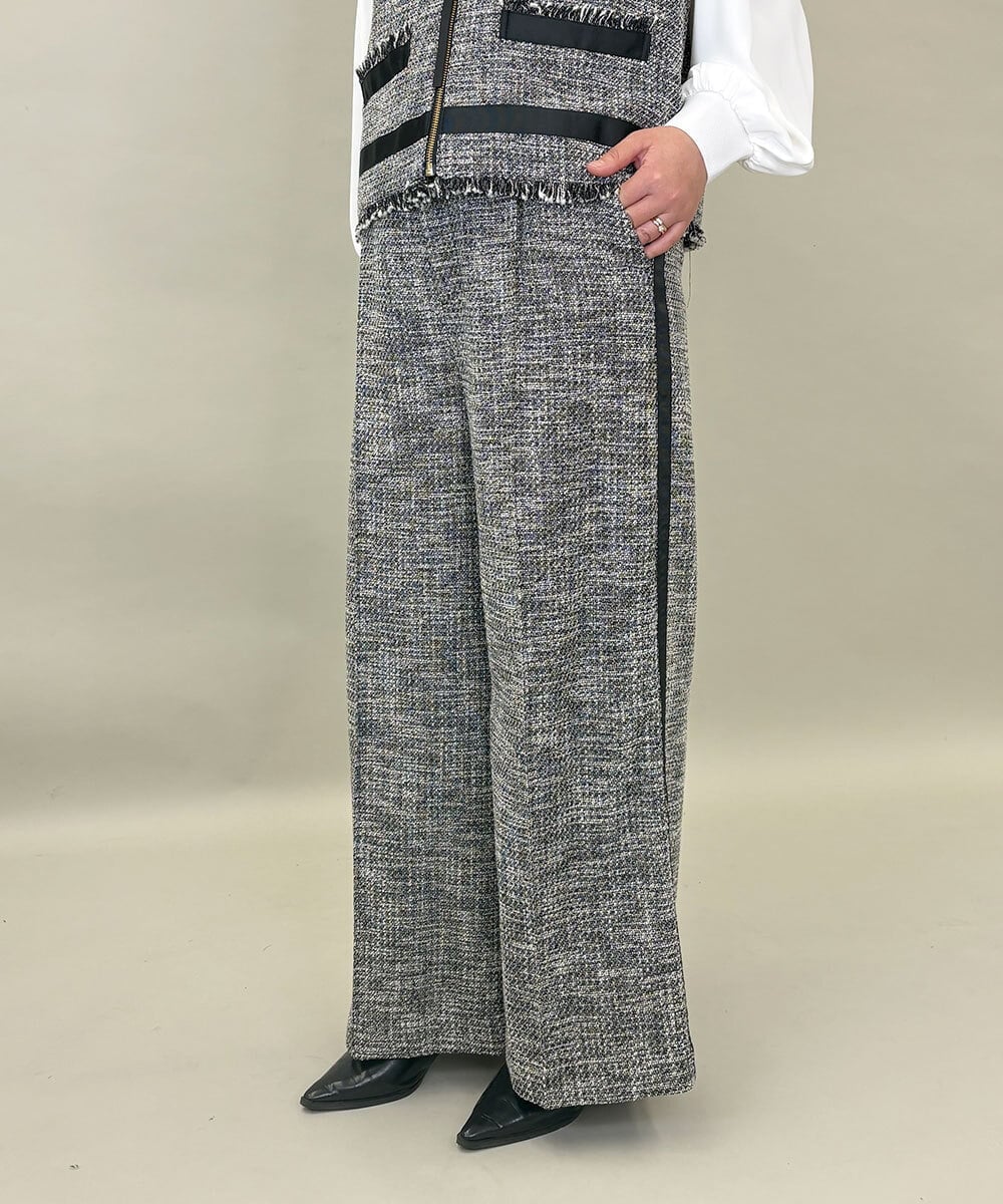 ZMLGE13160 al'aise modulation(アレーズモジュレーション) ツイードワイドパンツ ブラック