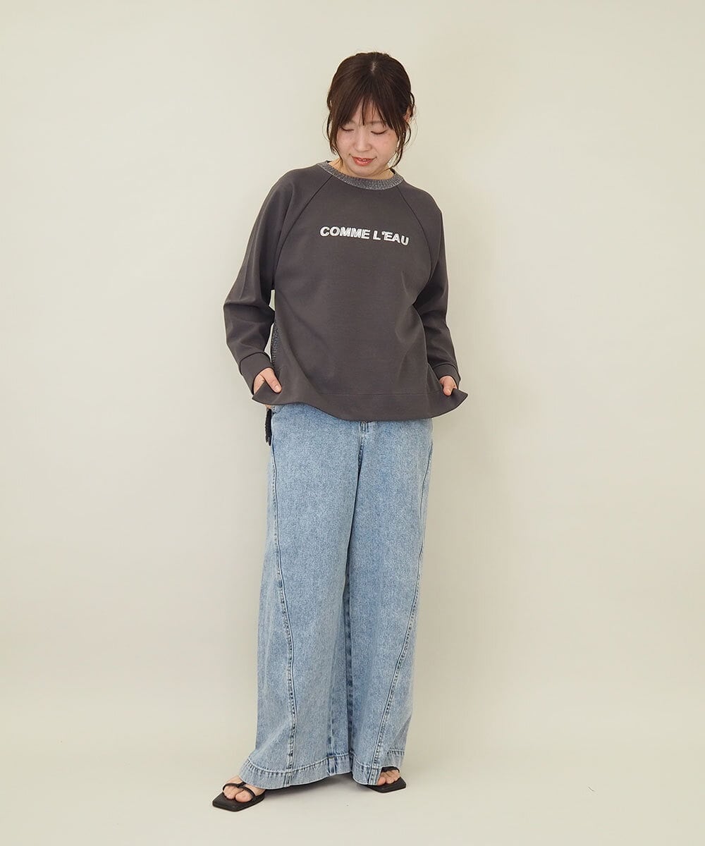 ZMLGE15140 al'aise modulation(アレーズモジュレーション) ワイドデニムパンツ ブルー