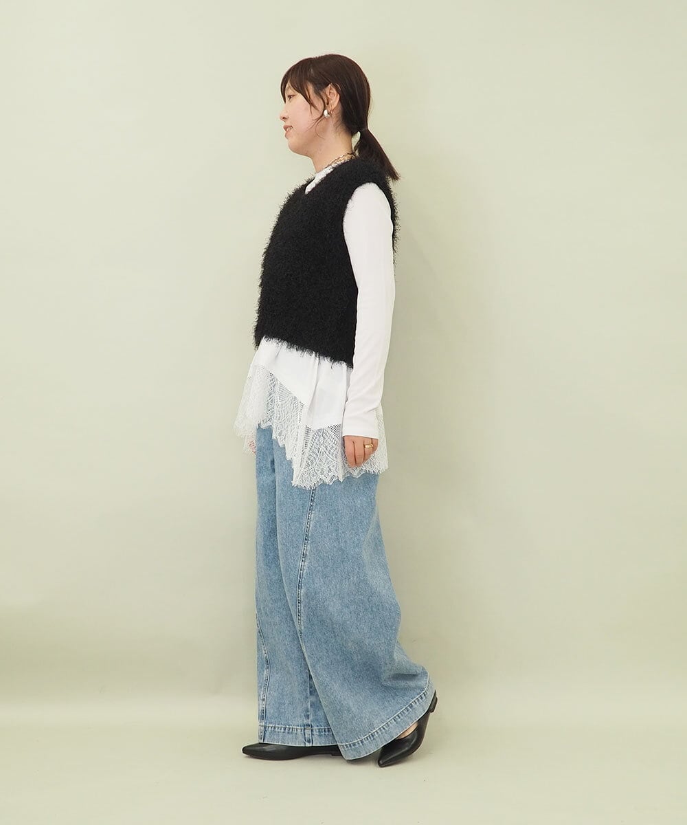 ZMLGE15140 al'aise modulation(アレーズモジュレーション) ワイドデニムパンツ ブルー