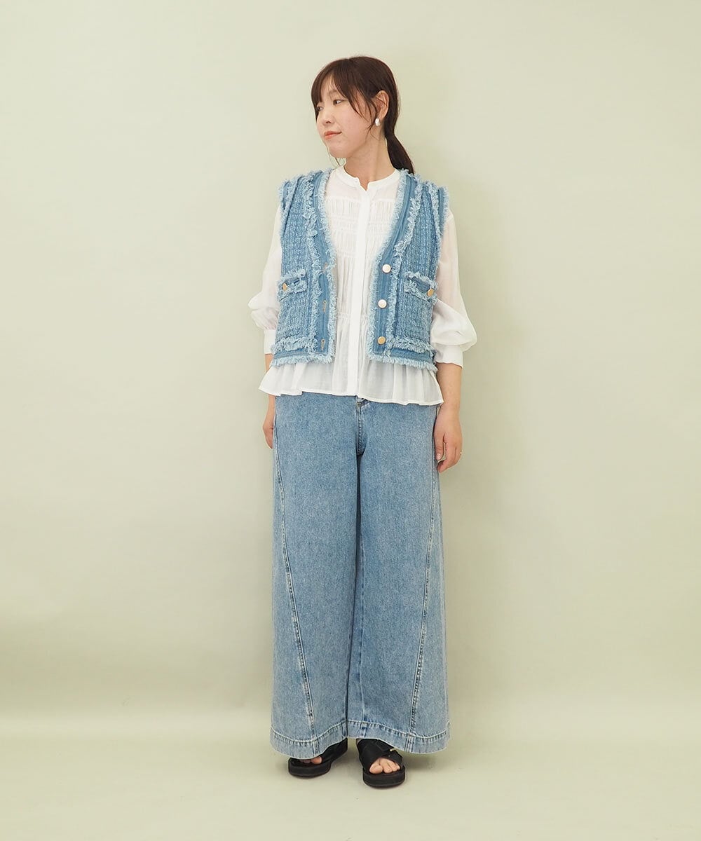 ZMLGE15140 al'aise modulation(アレーズモジュレーション) ワイドデニムパンツ ブルー