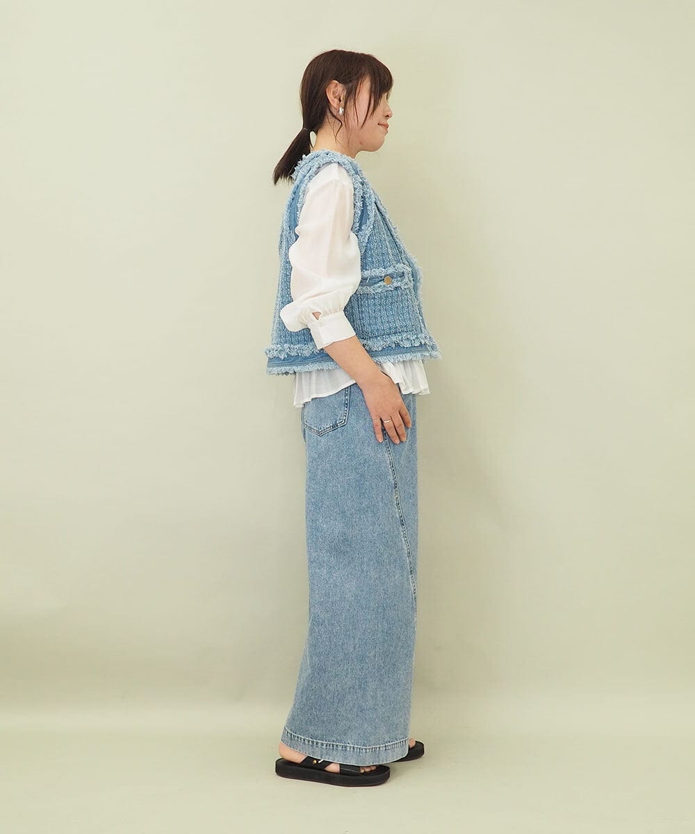 ZMLGE15140 al'aise modulation(アレーズモジュレーション) ワイドデニムパンツ ブルー