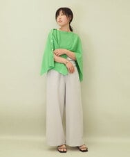 ZMLGE16090 al'aise modulation(アレーズモジュレーション) 【セットアップ対応・洗える】リネンライクワイドパンツ ライトグレー