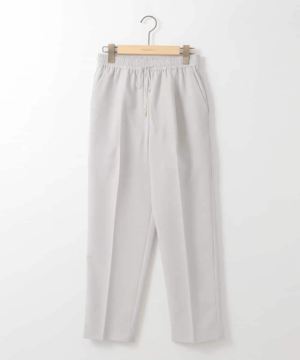 ZMLGE17090 al'aise modulation(アレーズモジュレーション) 【洗える】リネンライクテーパードパンツ ライトグレー