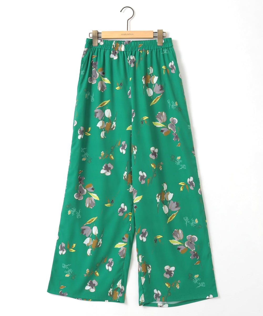 ZMLGE18160 al'aise modulation(アレーズモジュレーション) フラワープリントイージーワイドパンツ グリーン