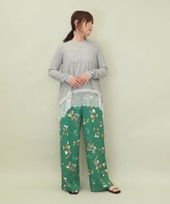 ZMLGE18160 al'aise modulation(アレーズモジュレーション) フラワープリントイージーワイドパンツ グリーン