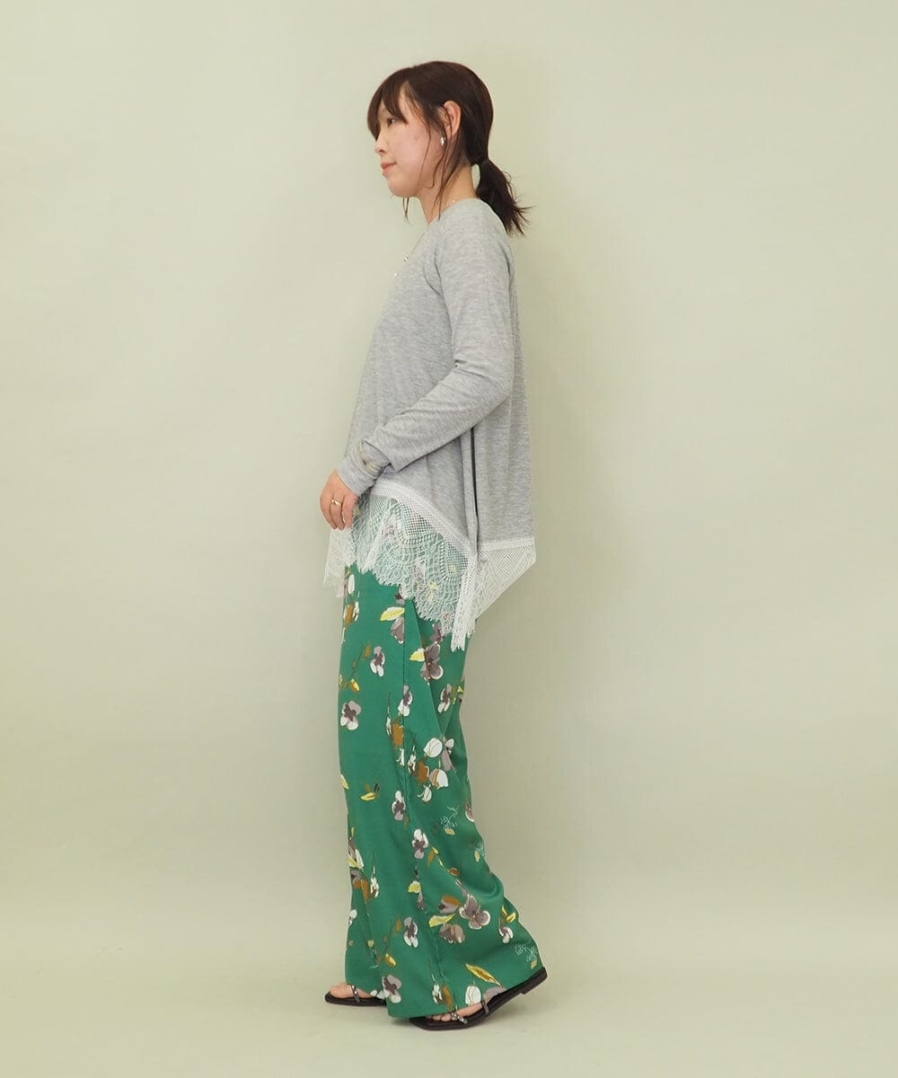 ZMLGE18160 al'aise modulation(アレーズモジュレーション) フラワープリントイージーワイドパンツ グリーン