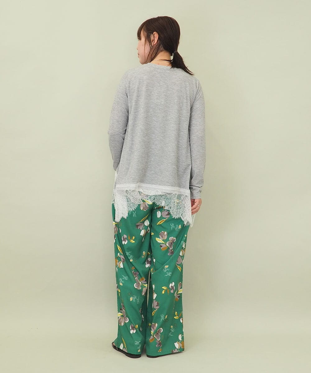 ZMLGE18160 al'aise modulation(アレーズモジュレーション) フラワープリントイージーワイドパンツ グリーン