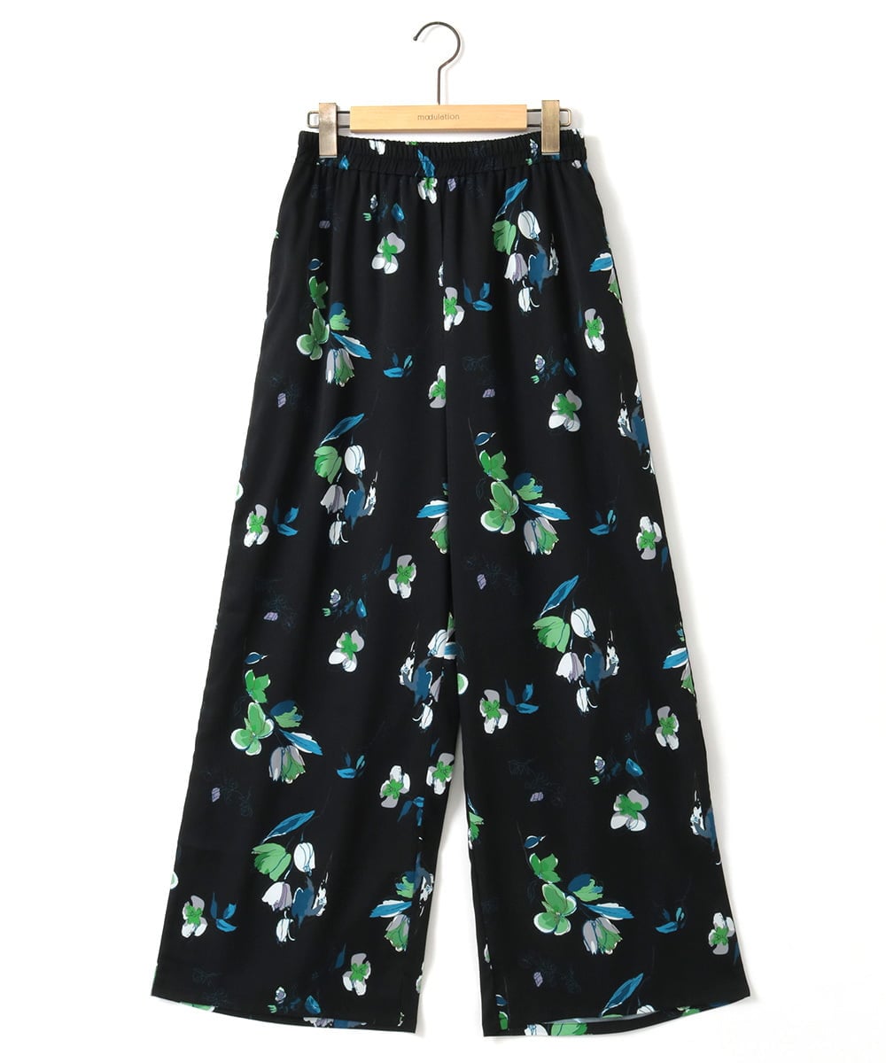 ZMLGE18160 al'aise modulation(アレーズモジュレーション) フラワープリントイージーワイドパンツ ブラック