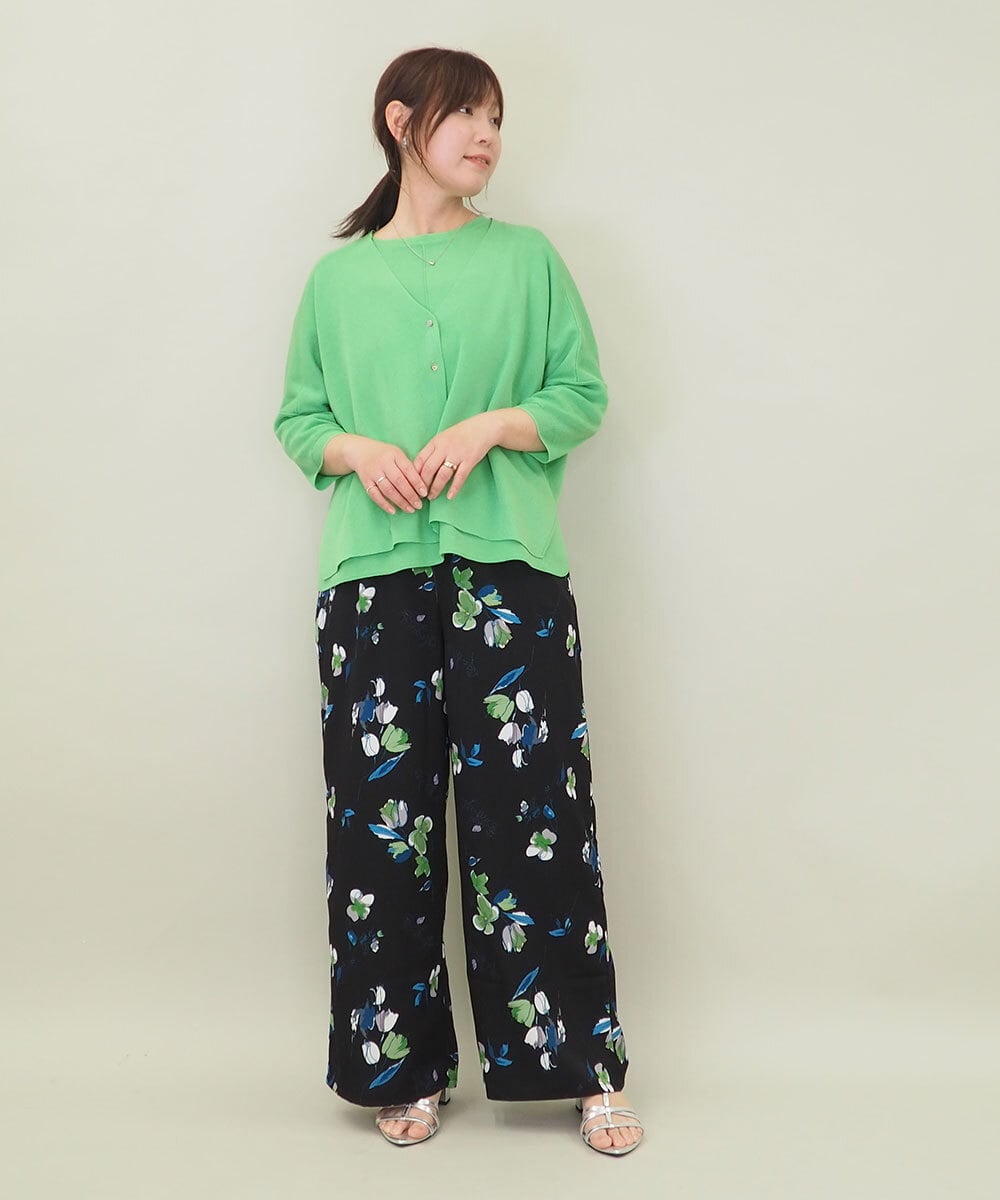 ZMLGE18160 al'aise modulation(アレーズモジュレーション) フラワープリントイージーワイドパンツ ブラック