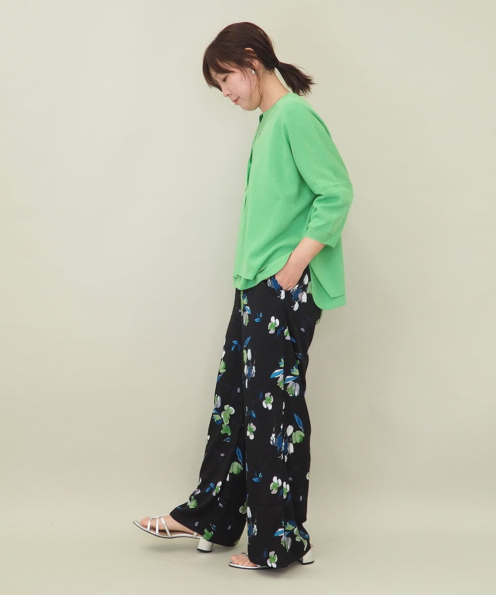 ZMLGE18160 al'aise modulation(アレーズモジュレーション) フラワープリントイージーワイドパンツ ブラック