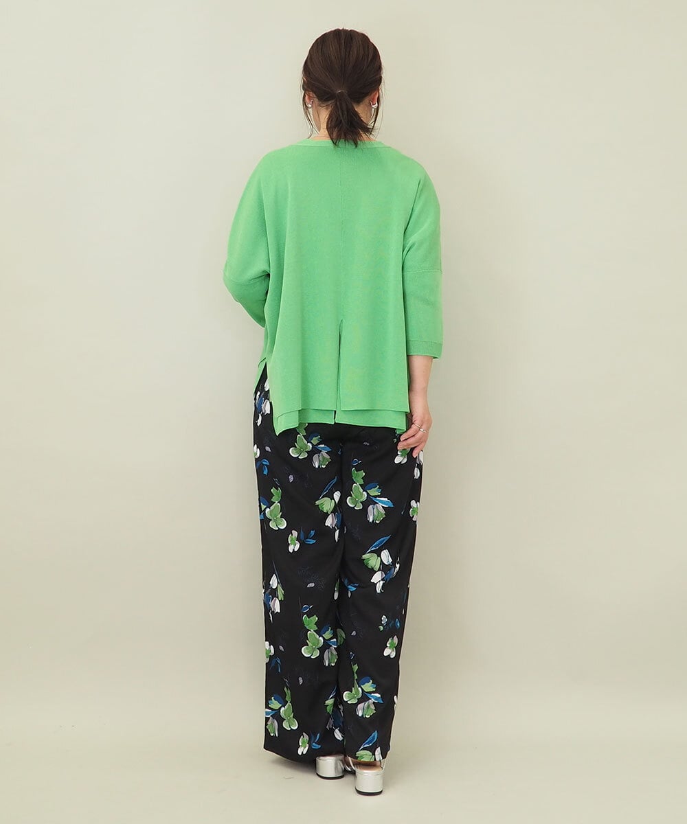 ZMLGE18160 al'aise modulation(アレーズモジュレーション) フラワープリントイージーワイドパンツ ブラック