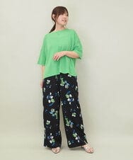 ZMLGE18160 al'aise modulation(アレーズモジュレーション) フラワープリントイージーワイドパンツ ブラック