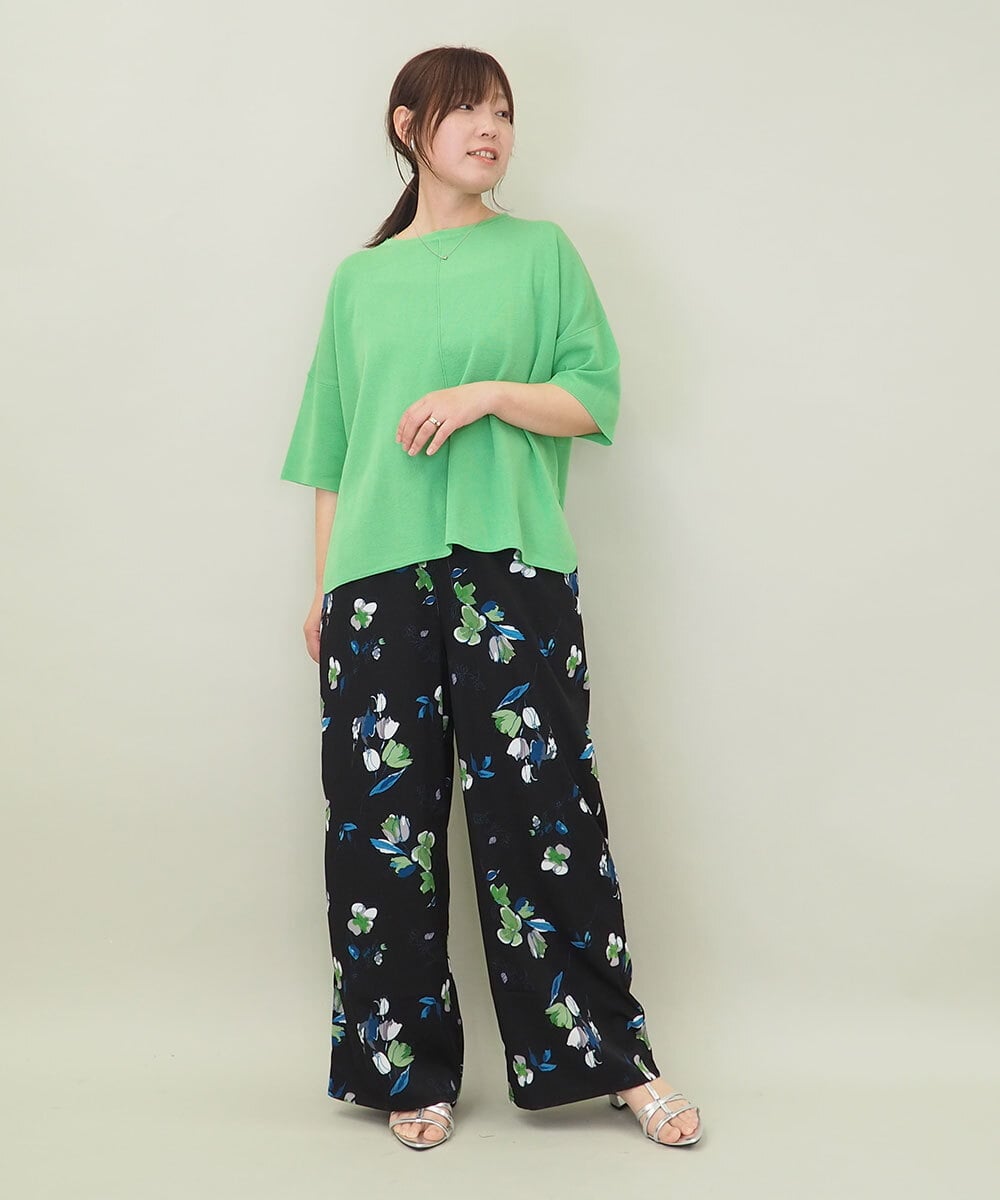 ZMLGE18160 al'aise modulation(アレーズモジュレーション) フラワープリントイージーワイドパンツ ブラック