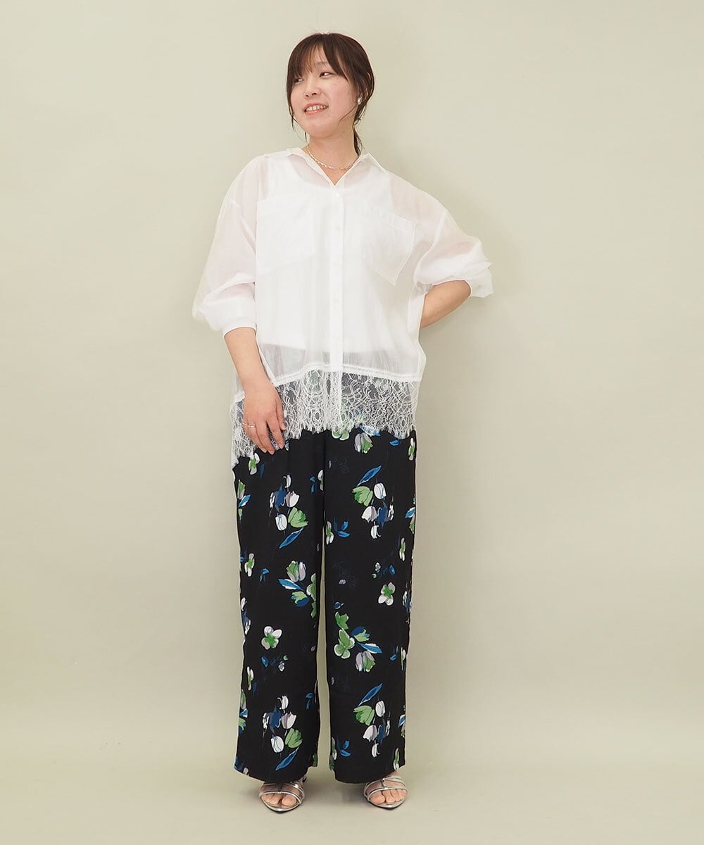 ZMLGE18160 al'aise modulation(アレーズモジュレーション) フラワープリントイージーワイドパンツ ブラック