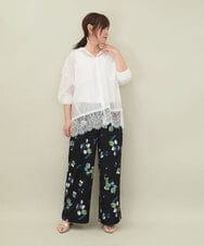 ZMLGE18160 al'aise modulation(アレーズモジュレーション) フラワープリントイージーワイドパンツ ブラック