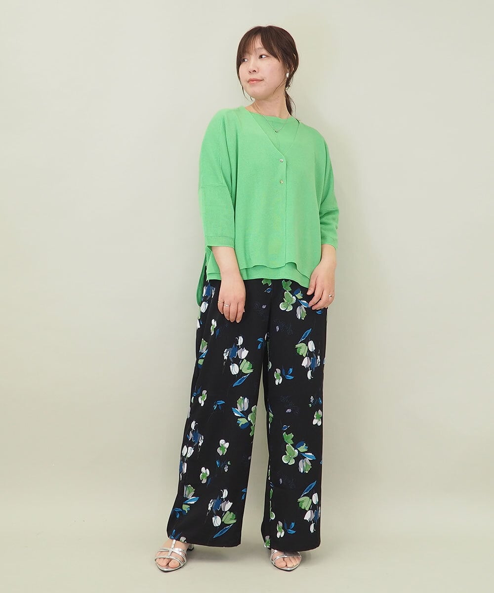 ZMLGE18160 al'aise modulation(アレーズモジュレーション) フラワープリントイージーワイドパンツ ブラック