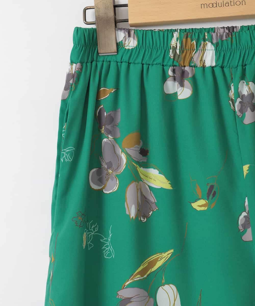 ZMLGE18160 al'aise modulation(アレーズモジュレーション) フラワープリントイージーワイドパンツ グリーン