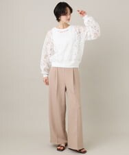 ZMLGE20140 al'aise modulation(アレーズモジュレーション) サイドラインセンタープレスワイドパンツ ベージュ