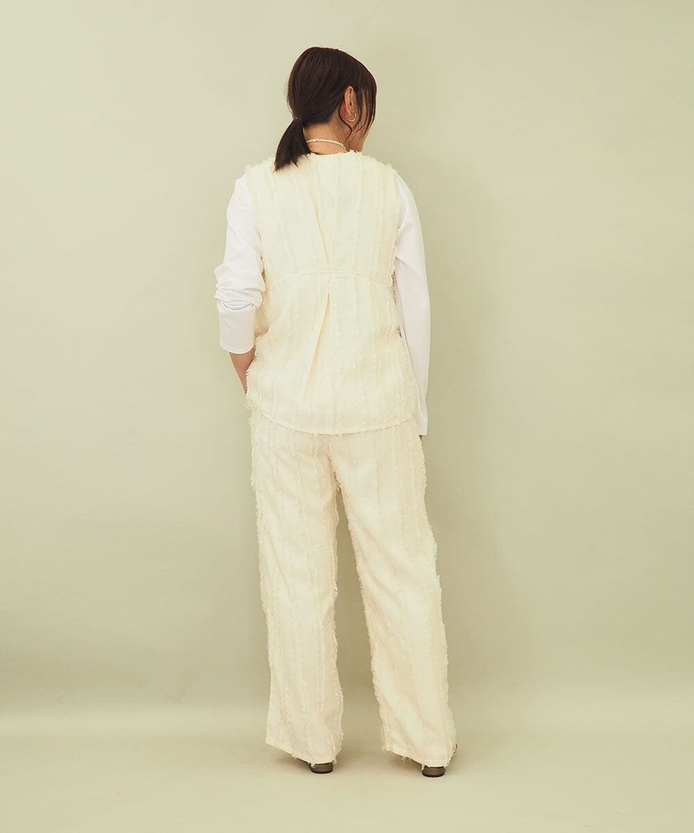 ZMLGE22110 al'aise modulation(アレーズモジュレーション) 【セットアップ対応】フリンジジャカードパンツ アイボリー