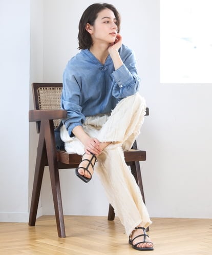 ZMLGE22110 al'aise modulation フリンジジャカードパンツ