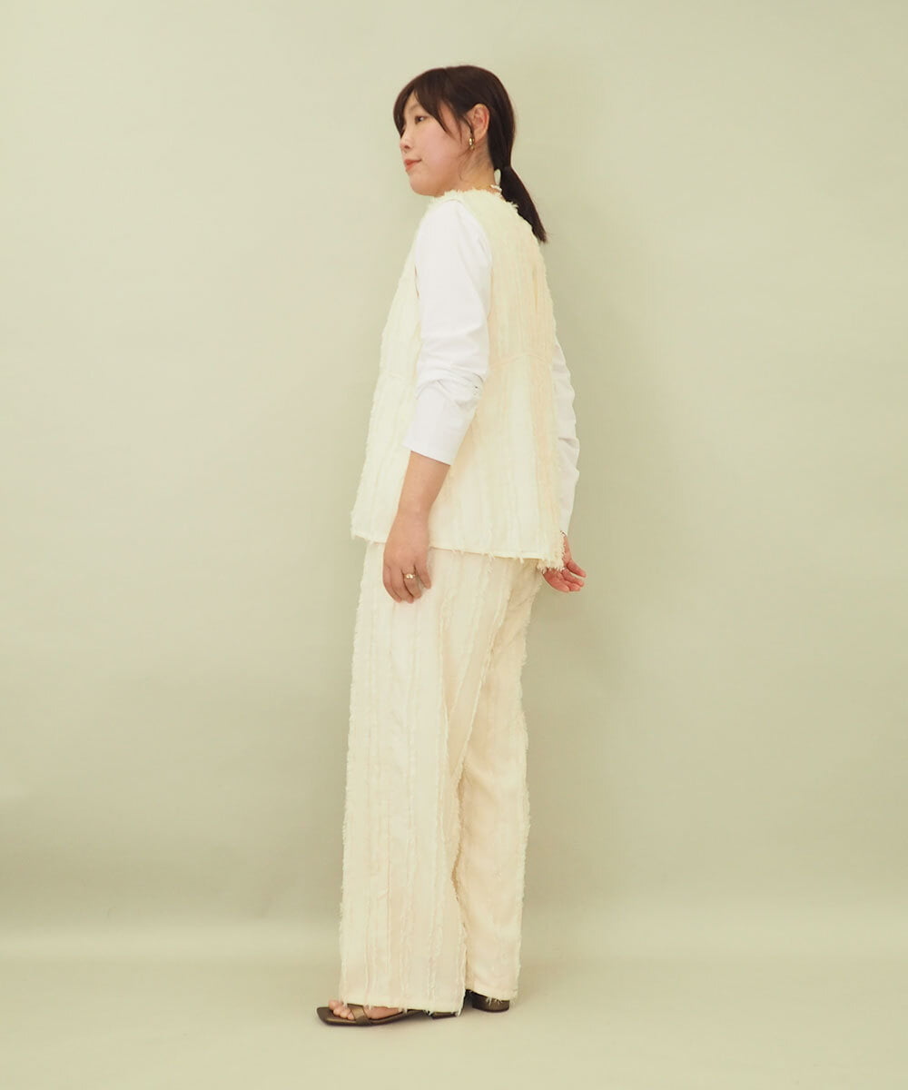 ZMLGE22110 al'aise modulation(アレーズモジュレーション) 【セットアップ対応】フリンジジャカードパンツ アイボリー