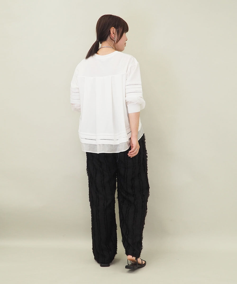 ZMLGE22110 al'aise modulation(アレーズモジュレーション) 【セットアップ対応】フリンジジャカードパンツ ブラック