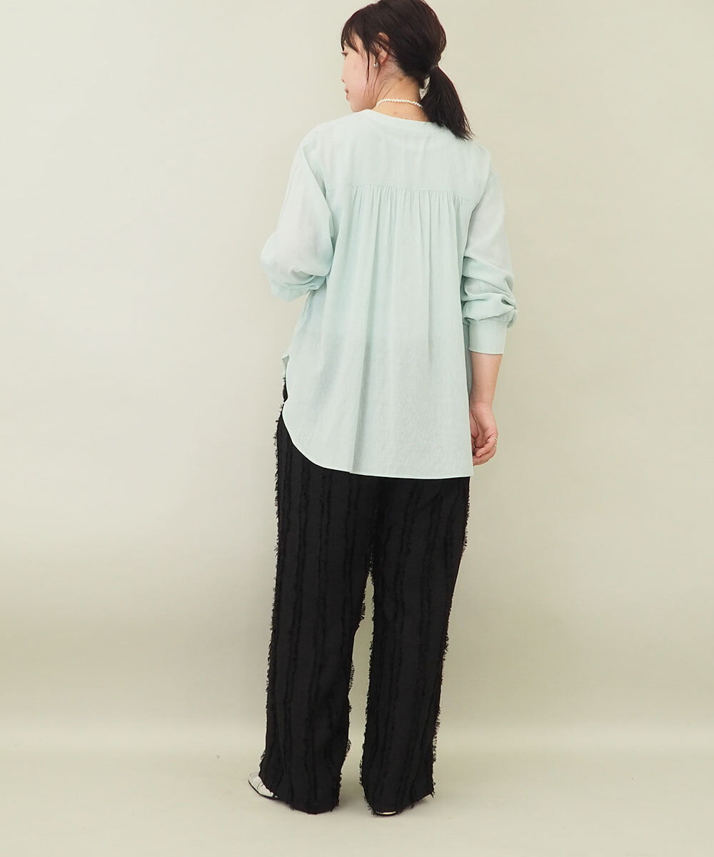 ZMLGE22110 al'aise modulation(アレーズモジュレーション) 【セットアップ対応】フリンジジャカードパンツ ブラック