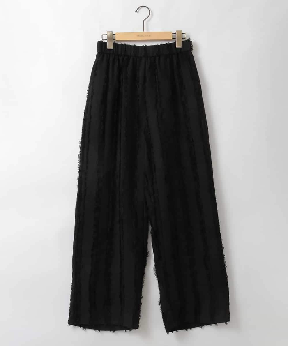 ZMLGE22110 al'aise modulation(アレーズモジュレーション) 【セットアップ対応】フリンジジャカードパンツ ブラック