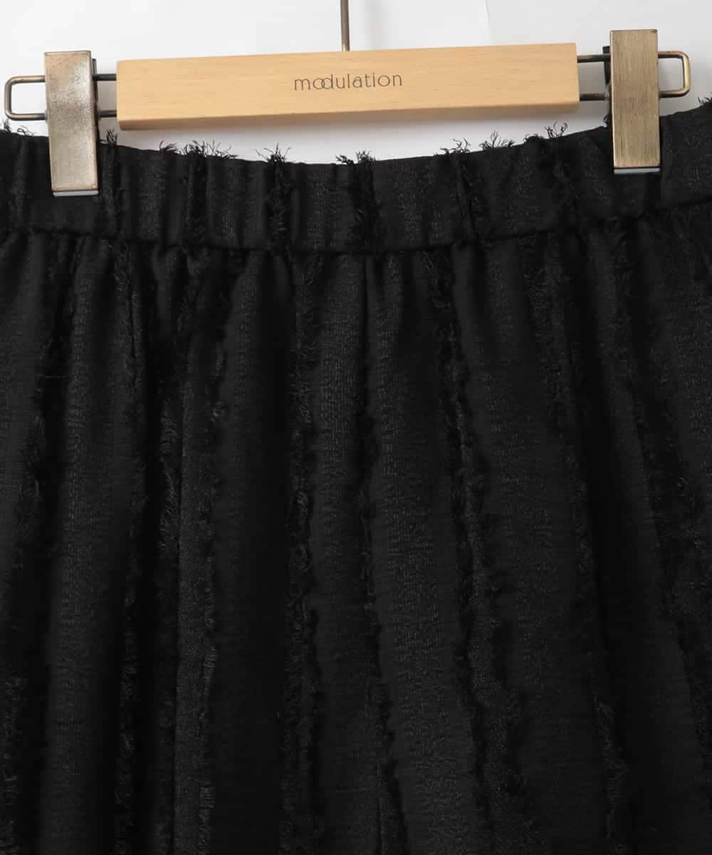 ZMLGE22110 al'aise modulation(アレーズモジュレーション) 【セットアップ対応】フリンジジャカードパンツ ブラック