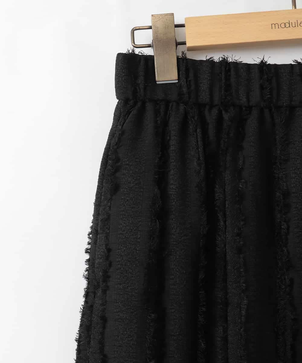 ZMLGE22110 al'aise modulation(アレーズモジュレーション) 【セットアップ対応】フリンジジャカードパンツ ブラック