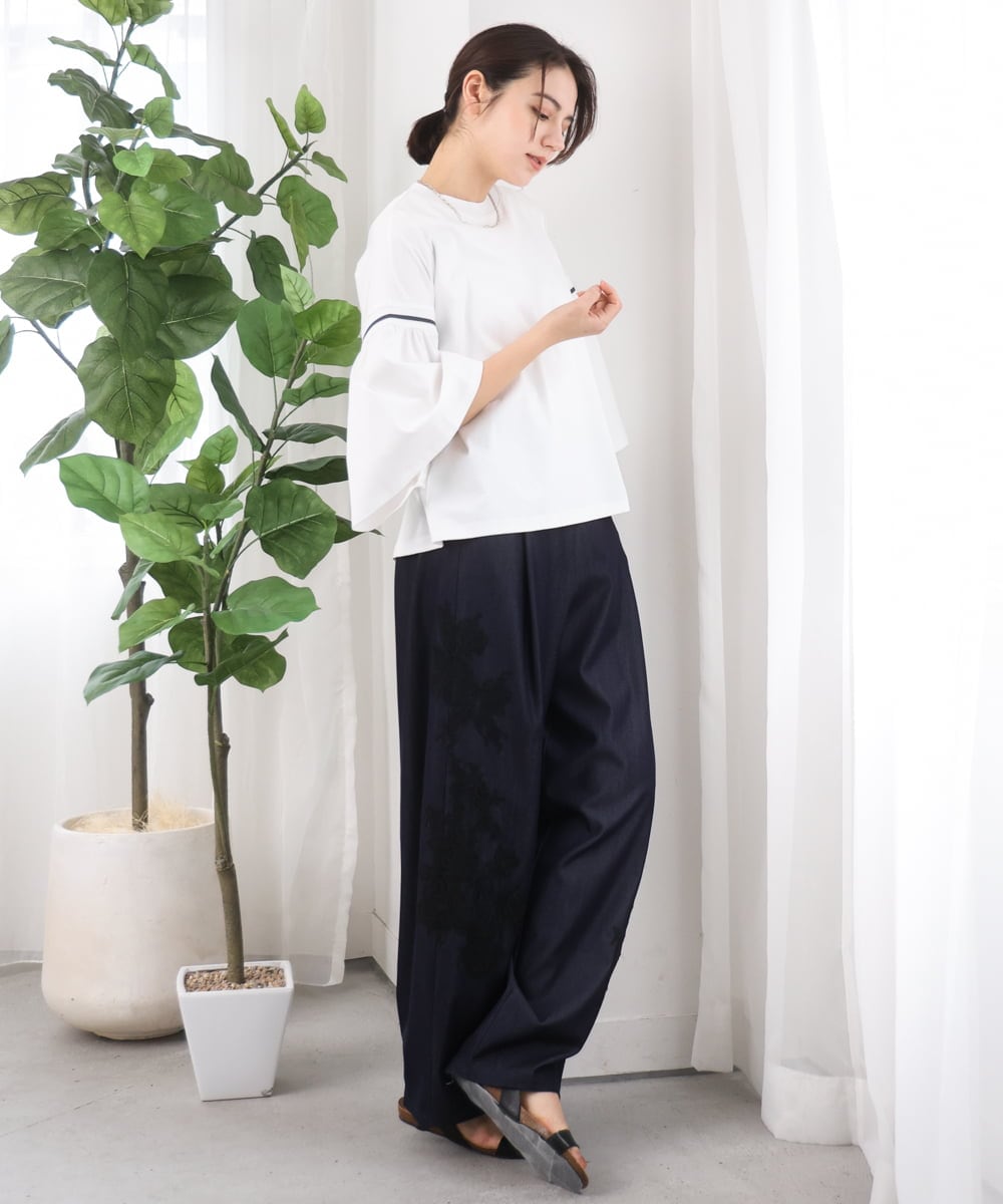 ZMLGE27128 al'aise modulation(アレーズモジュレーション) ポイントレースジャージーバレルパンツ ネイビー