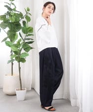 ZMLGE27128 al'aise modulation(アレーズモジュレーション) ポイントレースジャージーバレルパンツ ネイビー