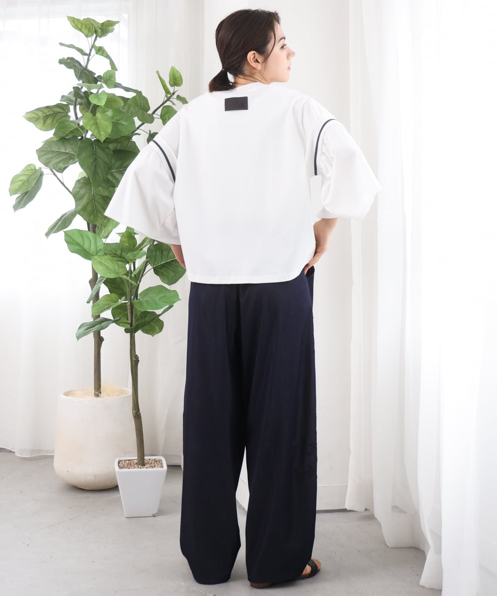 ZMLGE27128 al'aise modulation(アレーズモジュレーション) ポイントレースジャージーバレルパンツ ネイビー