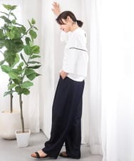 ZMLGE27128 al'aise modulation(アレーズモジュレーション) ポイントレースジャージーバレルパンツ ネイビー