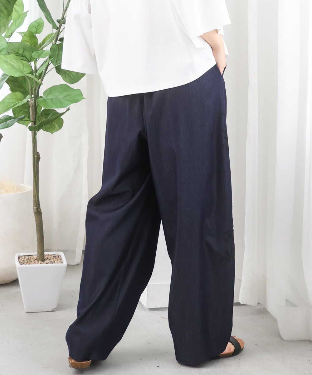 ZMLGE27128 al'aise modulation(アレーズモジュレーション) ポイントレースジャージーバレルパンツ ネイビー