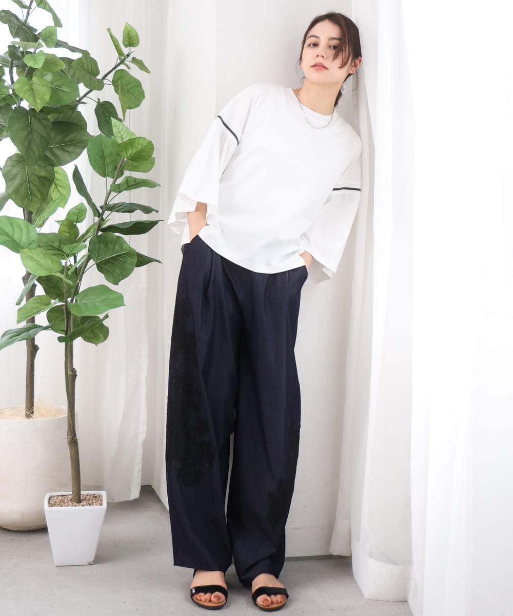 ZMLGE27128 al'aise modulation(アレーズモジュレーション) ポイントレースジャージーバレルパンツ ネイビー