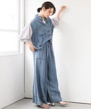 ZMLGE31138 al'aise modulation(アレーズモジュレーション) 【セットアップ対応】デニムライクイージーパンツ ブルー