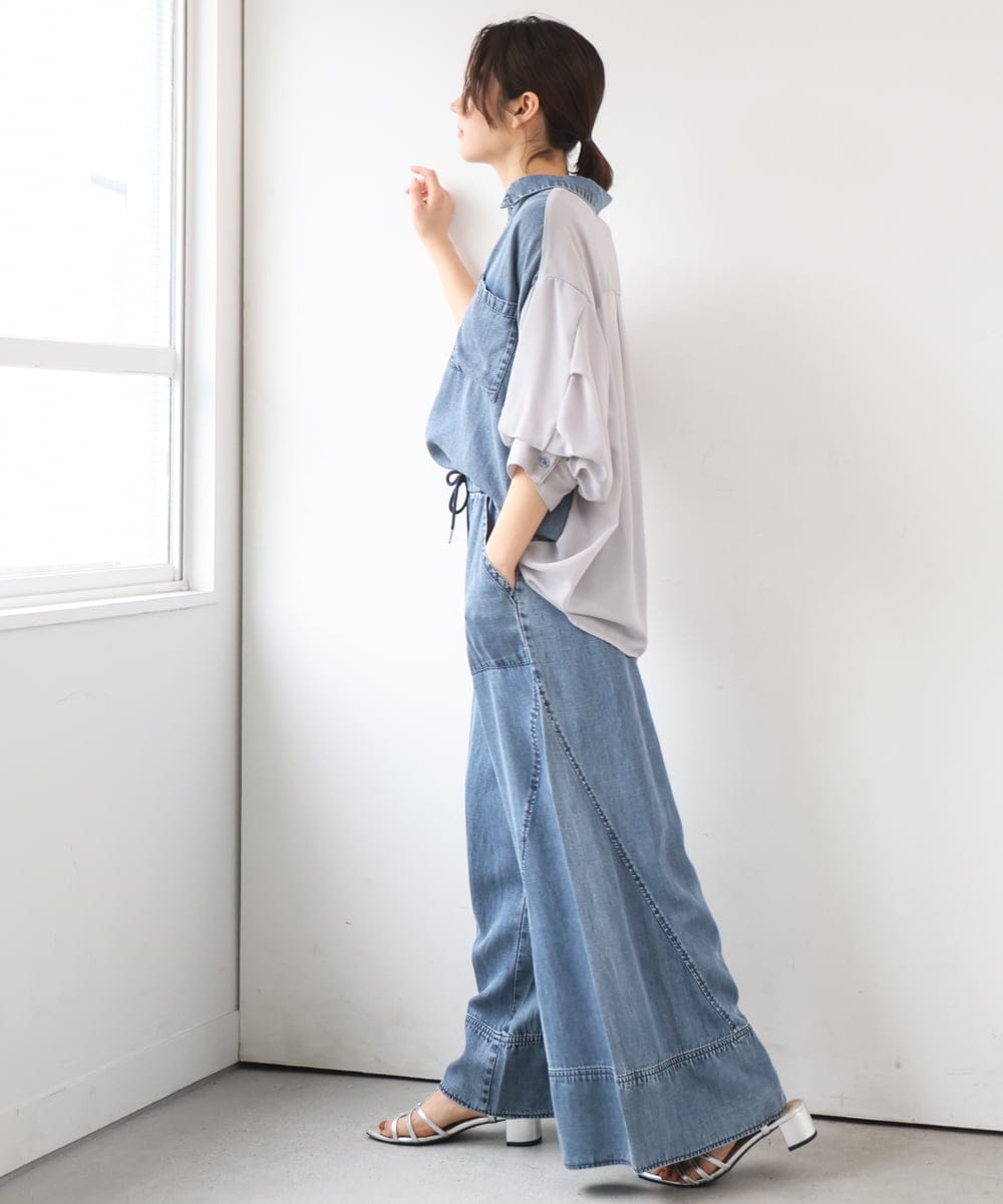 ZMLGE31138 al'aise modulation(アレーズモジュレーション) 【セットアップ対応】デニムライクイージーパンツ ブルー