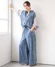 ZMLGE31138 al'aise modulation(アレーズモジュレーション) 【セットアップ対応】デニムライクイージーパンツ ブルー