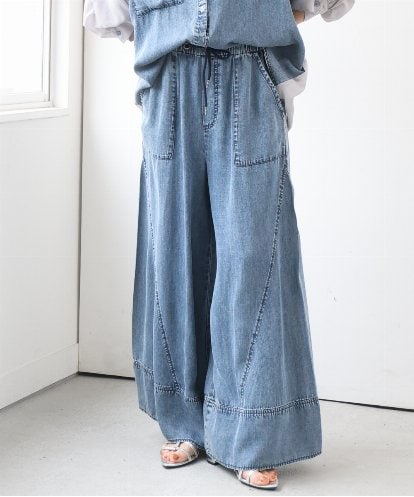 ZMLGE31138 al'aise modulation 【セットアップ対応】デニムライクイージーパンツ