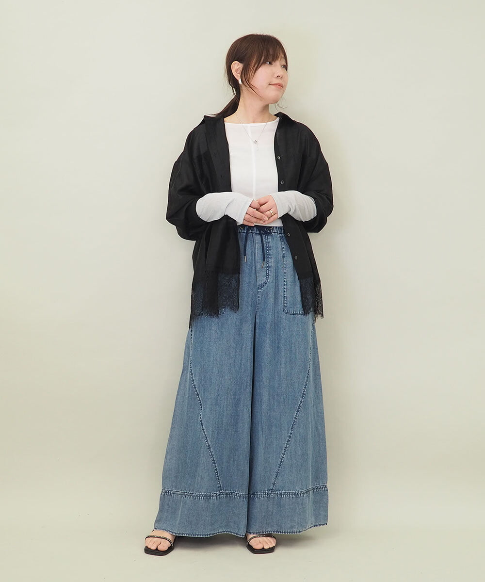 ZMLGE31138 al'aise modulation(アレーズモジュレーション) 【セットアップ対応】デニムライクイージーパンツ ブルー