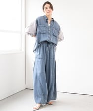 ZMLGE31138 al'aise modulation(アレーズモジュレーション) 【セットアップ対応】デニムライクイージーパンツ ブルー