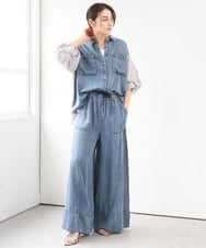 ZMLGE31138 al'aise modulation(アレーズモジュレーション) 【セットアップ対応】デニムライクイージーパンツ ブルー