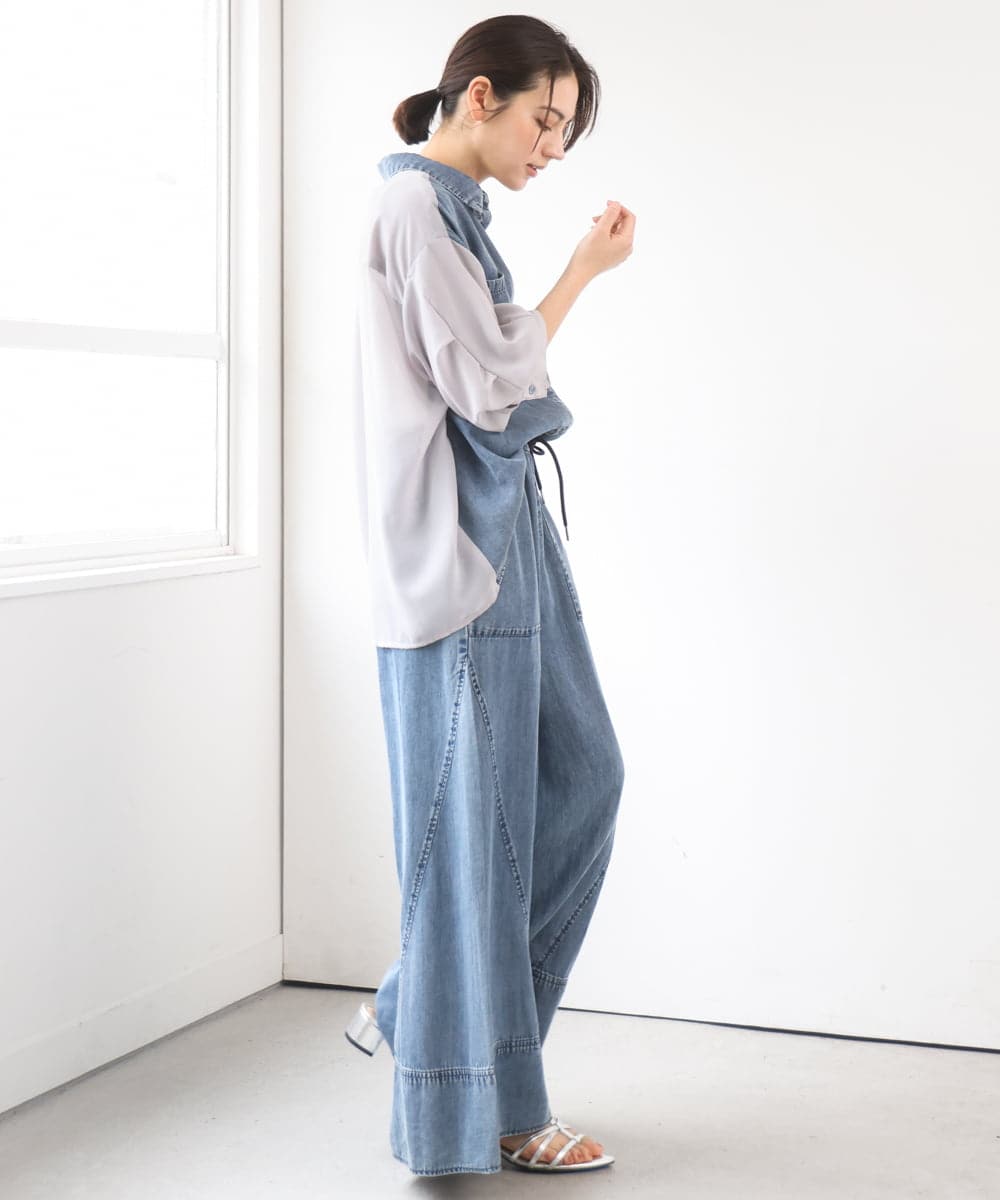 ZMLGE31138 al'aise modulation(アレーズモジュレーション) 【セットアップ対応】デニムライクイージーパンツ ブルー