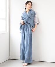 ZMLGE31138 al'aise modulation(アレーズモジュレーション) 【セットアップ対応】デニムライクイージーパンツ ブルー