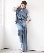 ZMLGE31138 al'aise modulation(アレーズモジュレーション) 【セットアップ対応】デニムライクイージーパンツ ブルー