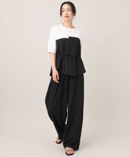 ZMLGE33140 al'aise modulation(アレーズモジュレーション) タックデザインワイドレッグパンツ ブラック